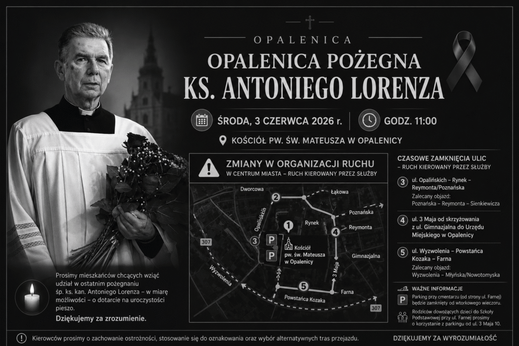 Opalenica pożegna ks. Antoniego Lorenza. Będą zmiany w ruchu i zamknięte ulice