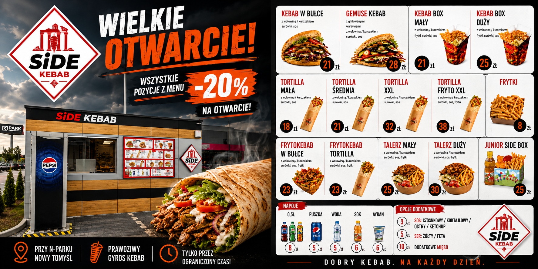 NOWY TOMYŚL: Nowy kebab przy N-Parku. Na otwarcie wszystkie pozycje 20 procent taniej!